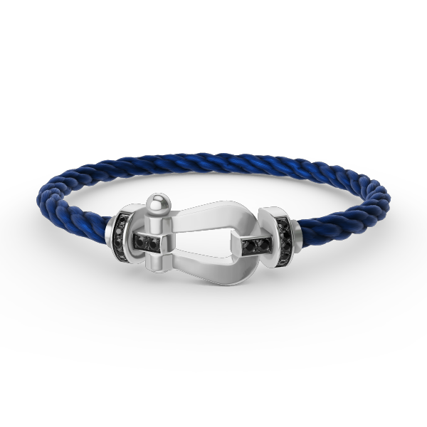 [LUXE JEWELRY]FORCE LARGE HORSESHOE BLACK DIAMOND BRACELET SILVER