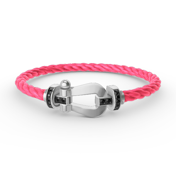 [LUXE JEWELRY]FORCE LARGE HORSESHOE BLACK DIAMOND BRACELET SILVER