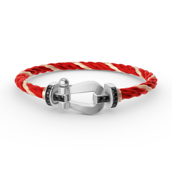 [LUXE JEWELRY]FORCE LARGE HORSESHOE BLACK DIAMOND BRACELET SILVER