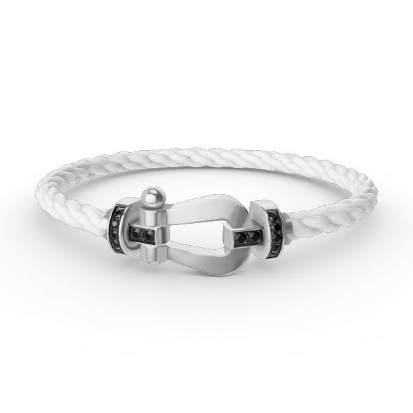 [LUXE JEWELRY]FORCE LARGE HORSESHOE BLACK DIAMOND BRACELET SILVER