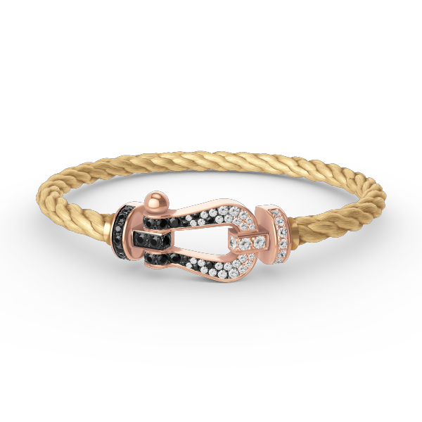[LUXE JEWELRY]FORCE LARGE HORSESHOE BLACK WHITE DIAMOND BRACELET ROSE GOLD