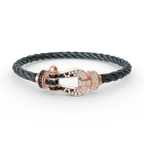 [LUXE JEWELRY]FORCE LARGE HORSESHOE BLACK WHITE DIAMOND BRACELET ROSE GOLD