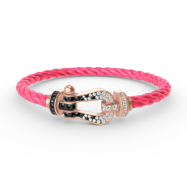 [LUXE JEWELRY]FORCE LARGE HORSESHOE BLACK WHITE DIAMOND BRACELET ROSE GOLD