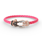 [LUXE JEWELRY]FORCE LARGE HORSESHOE BLACK WHITE DIAMOND BRACELET ROSE GOLD