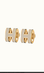 [Luxe]MINI POP H GOLD EARRINGS GREY