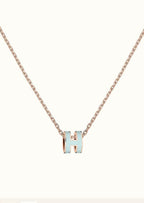 [LUXE JEWELRY]POP H LIGHT BLUE NECKLACE