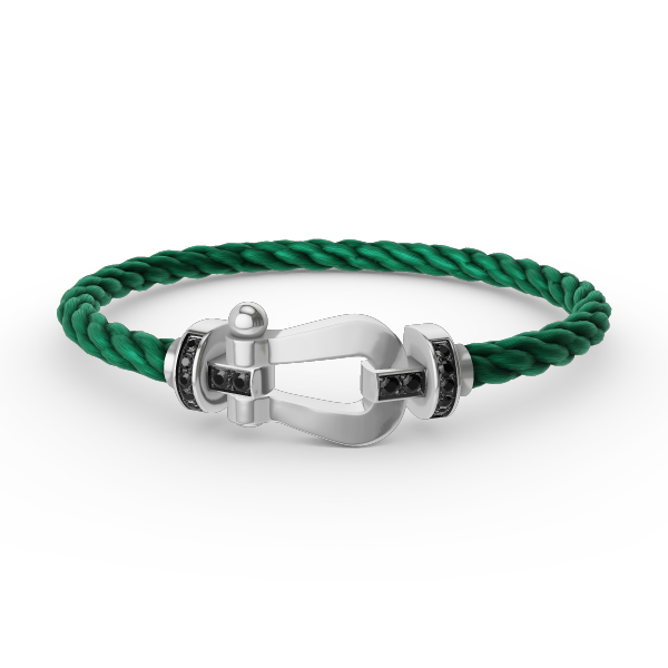 [LUXE JEWELRY]FORCE LARGE HORSESHOE BLACK DIAMOND BRACELET SILVER