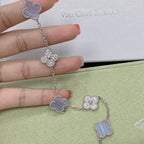 [LUXE JEWELRY] CLOVER 5 MOTIF PURPLE CHALCEDONY BRACELET COLLECTION