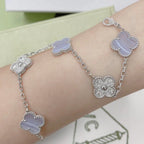 [LUXE JEWELRY] CLOVER 5 MOTIF PURPLE CHALCEDONY BRACELET COLLECTION