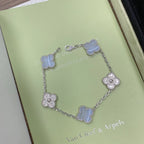 [LUXE JEWELRY] CLOVER 5 MOTIF PURPLE CHALCEDONY BRACELET COLLECTION
