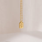 Ribbed Flower Tag Necklace