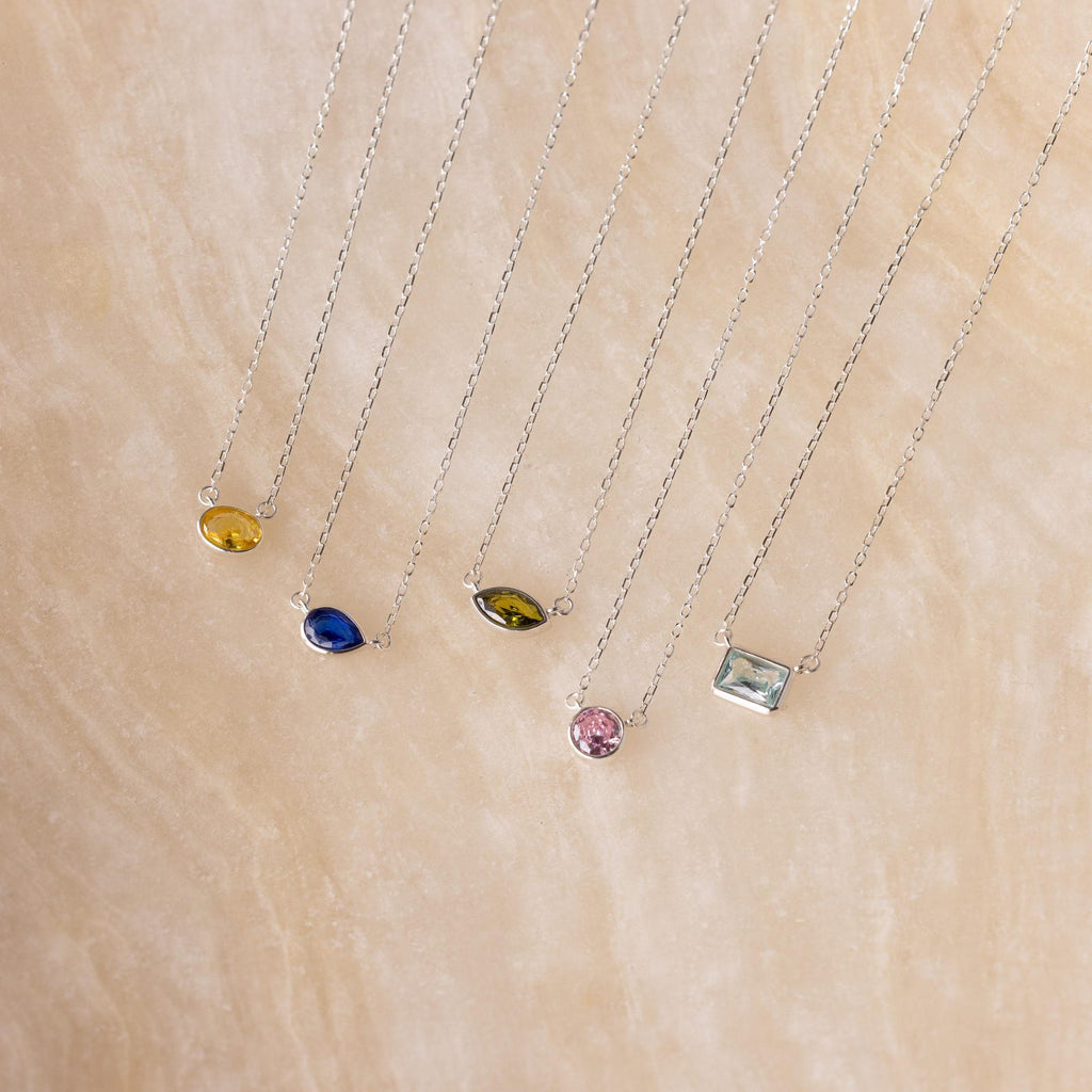 Custom Cut Birthstone Necklace