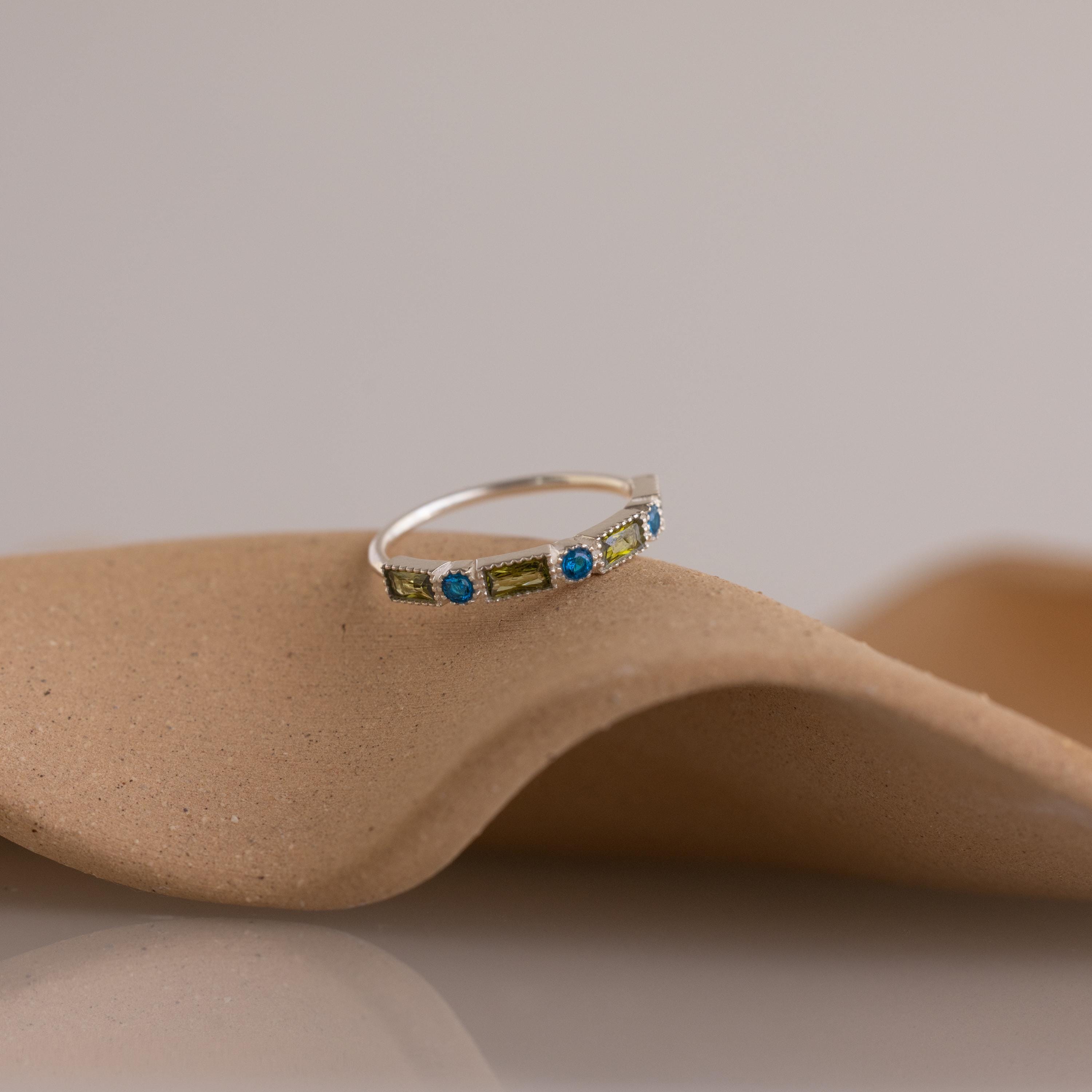 Mixed Art Deco Birthstone Ring