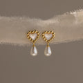 Pearl Heart Beaded Drop Studs