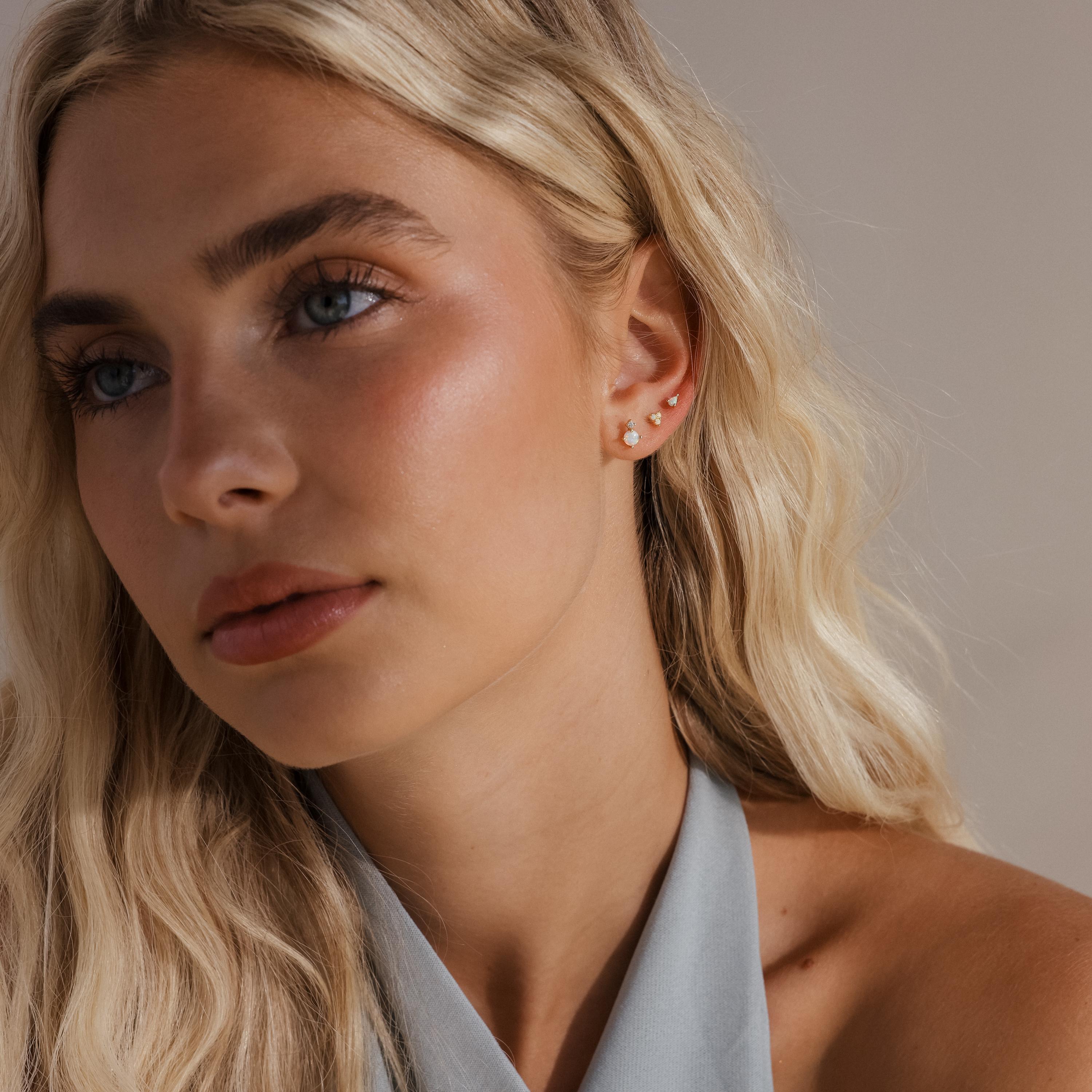Opal & Diamond Flatback Studs