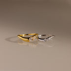 Mixed Metal Diamond Curve Ring Set