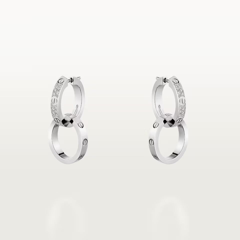 [LUXE JEWELRY] LOVE 3.3MM DANGLE HALF DIAMOND EARRINGS
