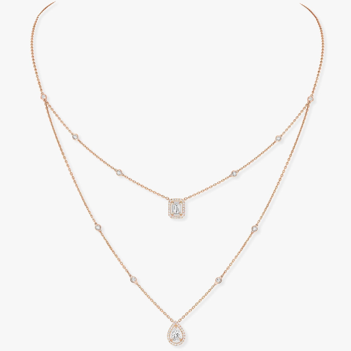 [LUXE JEWELRY]MY TWIN 2 ROW DIAMOND NECKLACE