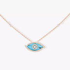 [Luxe Jewellery] Lucky Eye Diamond Necklace in Rose Gold and Turquoise