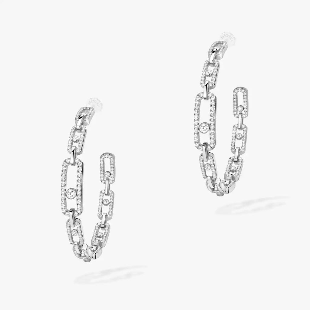 [[Luxe Jewellery] Move Link Diamond Hoop Earrings