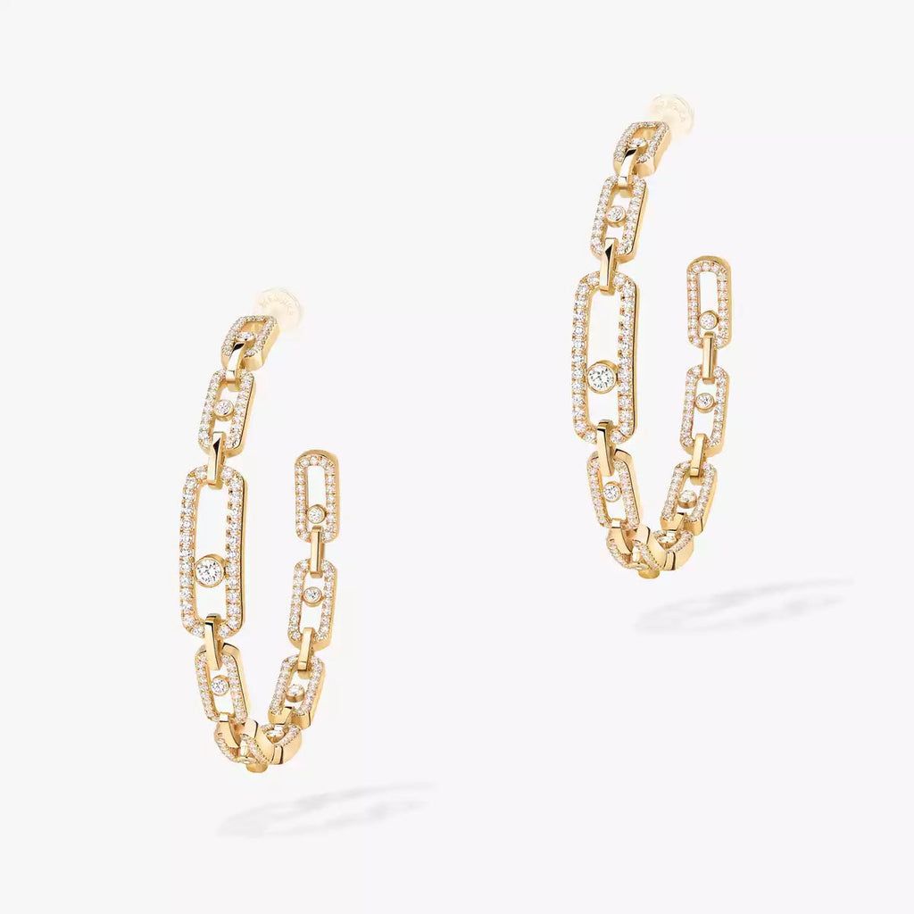 [[Luxe Jewellery] Move Link Diamond Hoop Earrings