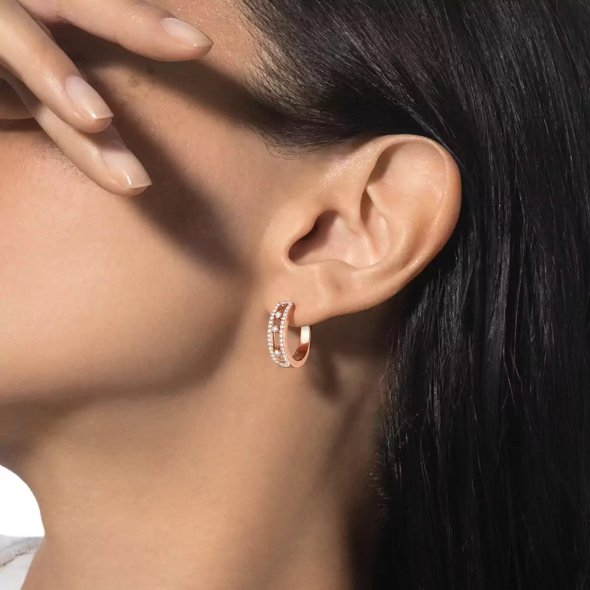 [Luxe Jewellery] Diamond Pave_ Hoop Earrings Move
