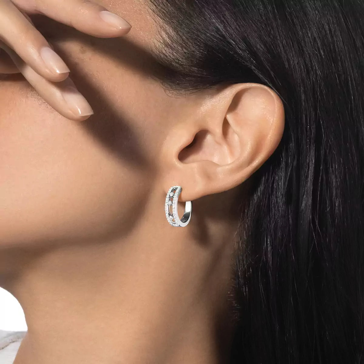 [Luxe Jewellery] Diamond Pave_ Hoop Earrings Move