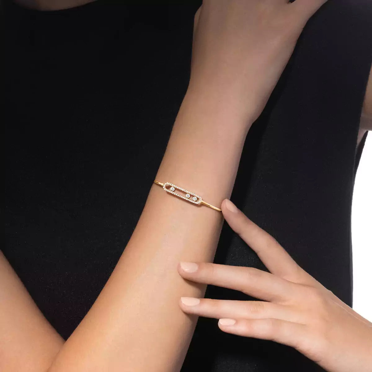 [LUXE JEWELRY]Move Pavé Diamond Bangle Bracelet M