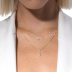 [Luxe Jewellery] 2 Rows Rose Gold Diamond Pave_ Necklace Move Uno