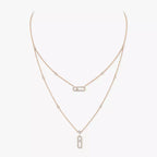 [Luxe Jewellery] 2 Rows Rose Gold Diamond Pave_ Necklace Move Uno