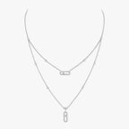 [Luxe Jewellery] 2 Rows Rose Gold Diamond Pave_ Necklace Move Uno