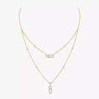 [Luxe Jewellery] 2 Rows Rose Gold Diamond Pave_ Necklace Move Uno