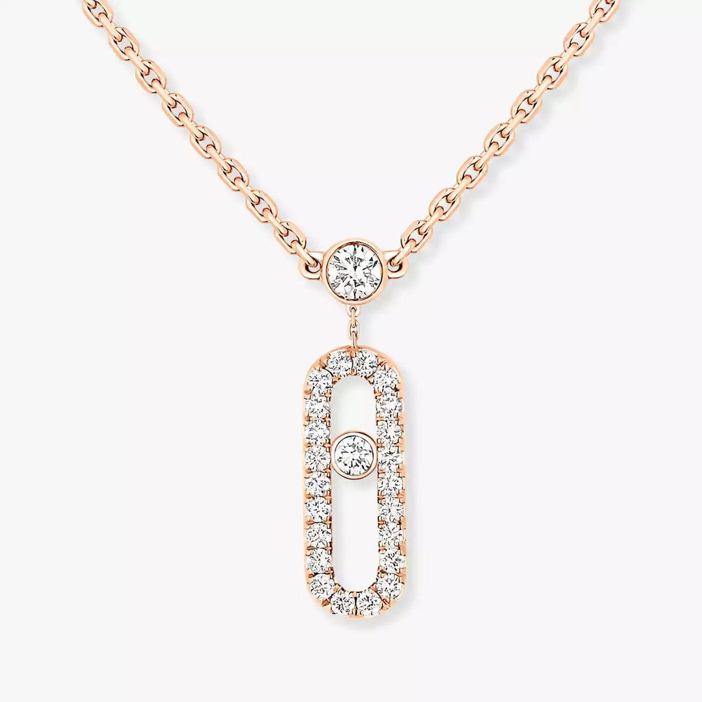 [Luxe Jewellery] 2 Rows Rose Gold Diamond Pave_ Necklace Move Uno