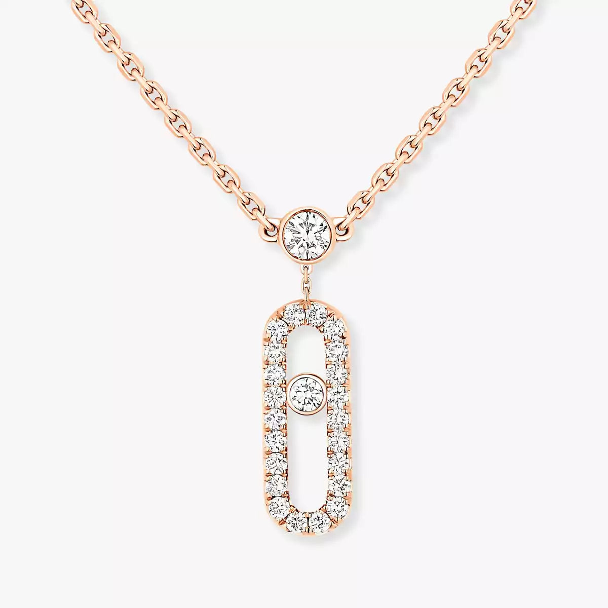 [Luxe Jewellery] 2 Rows Rose Gold Diamond Pave_ Necklace Move Uno