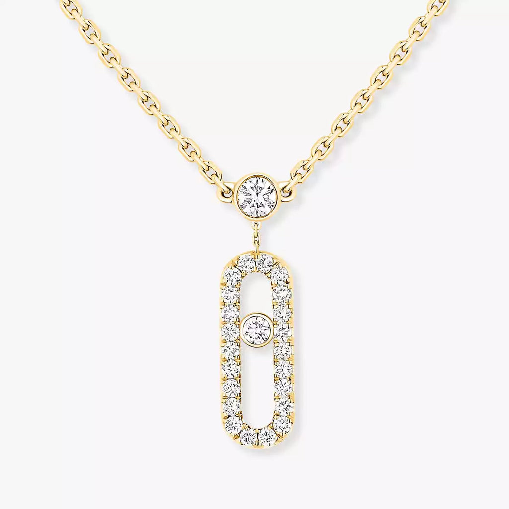 [Luxe Jewellery] 2 Rows Rose Gold Diamond Pave_ Necklace Move Uno