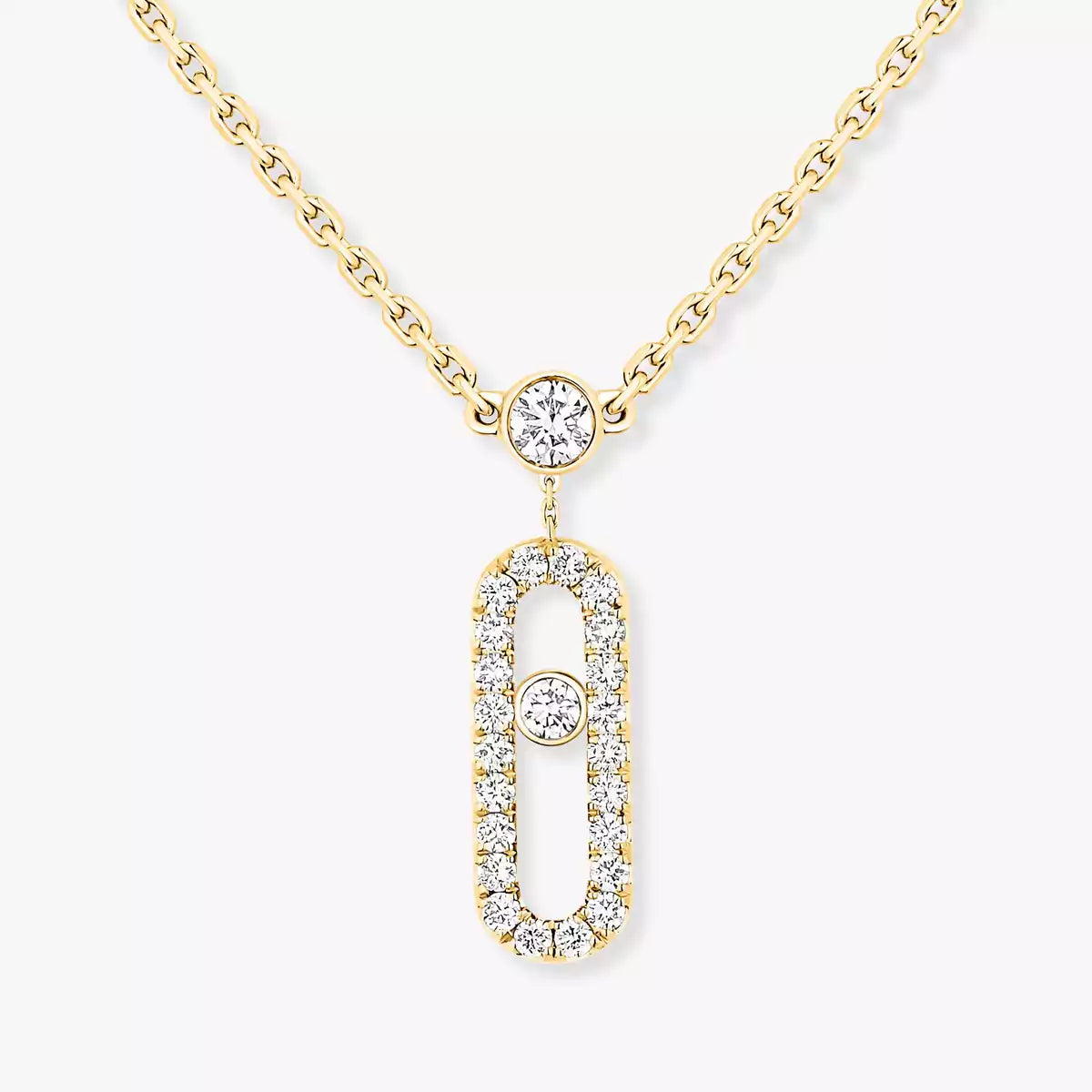 [Luxe Jewellery] 2 Rows Rose Gold Diamond Pave_ Necklace Move Uno