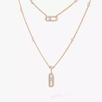 [Luxe Jewellery] 2 Rows Rose Gold Diamond Pave_ Necklace Move Uno