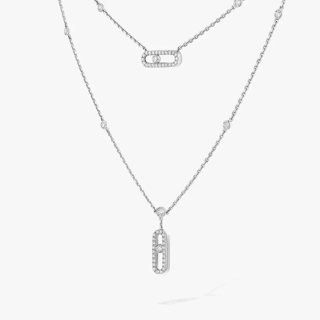 [Luxe Jewellery] 2 Rows Rose Gold Diamond Pave_ Necklace Move Uno