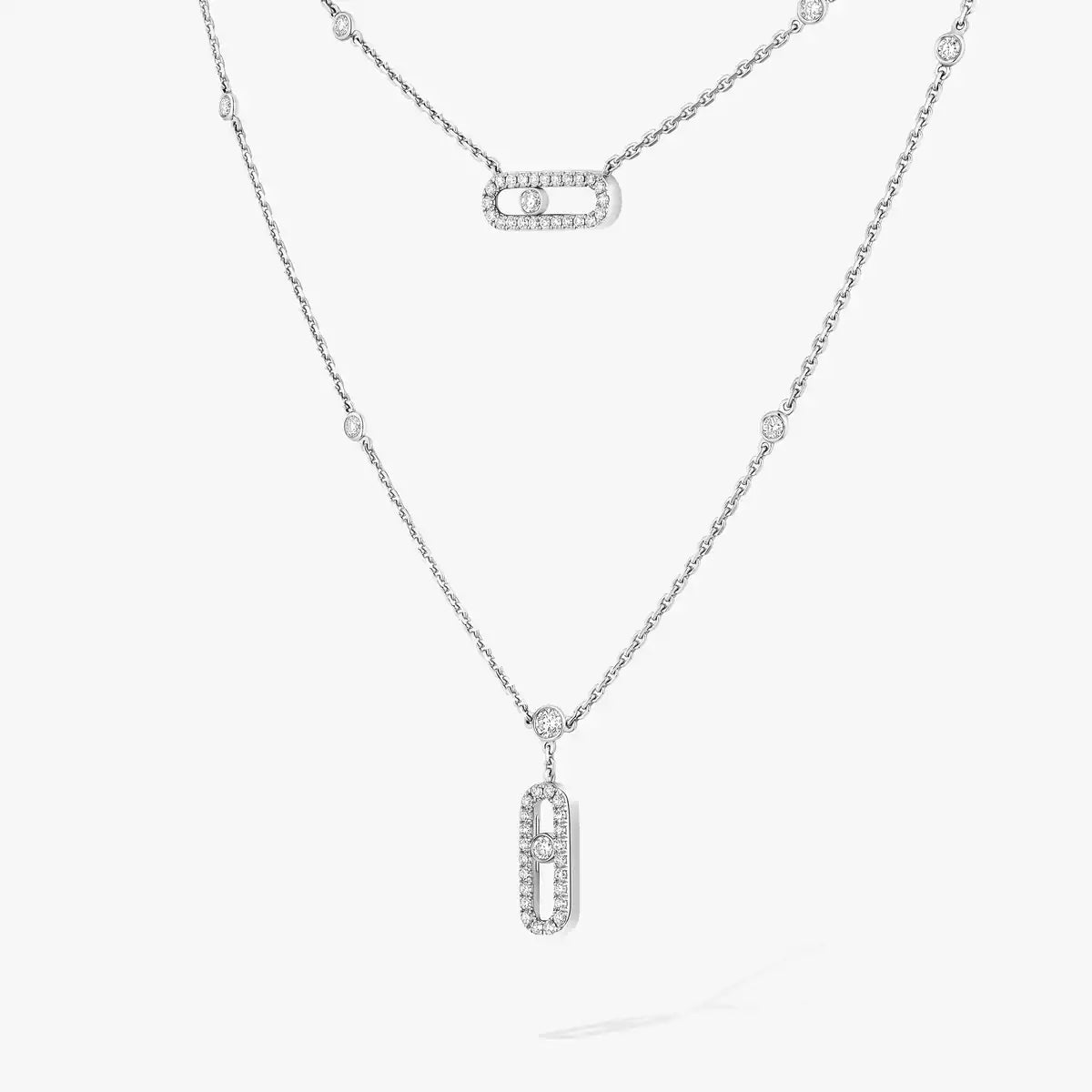 [Luxe Jewellery] 2 Rows Rose Gold Diamond Pave_ Necklace Move Uno