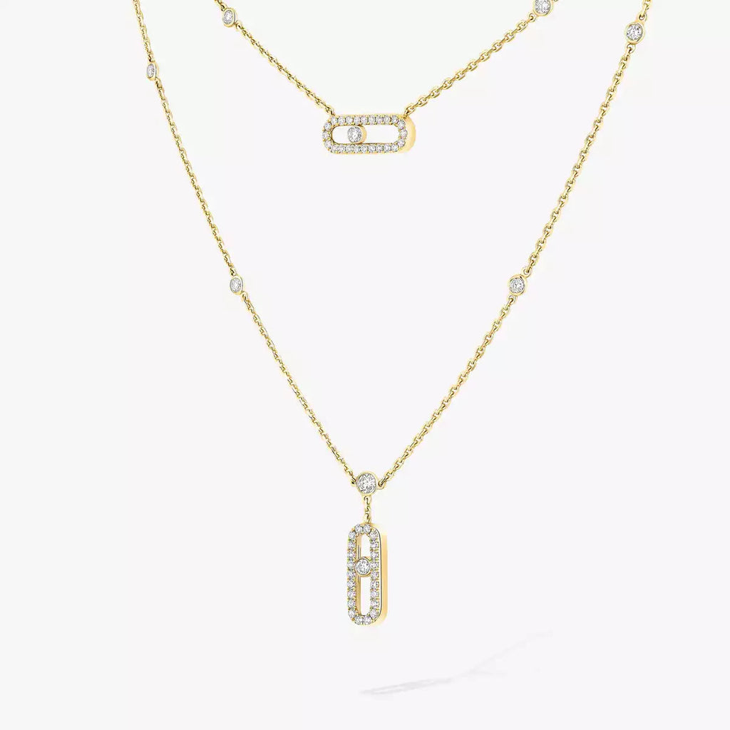 [Luxe Jewellery] 2 Rows Rose Gold Diamond Pave_ Necklace Move Uno