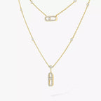 [Luxe Jewellery] 2 Rows Rose Gold Diamond Pave_ Necklace Move Uno