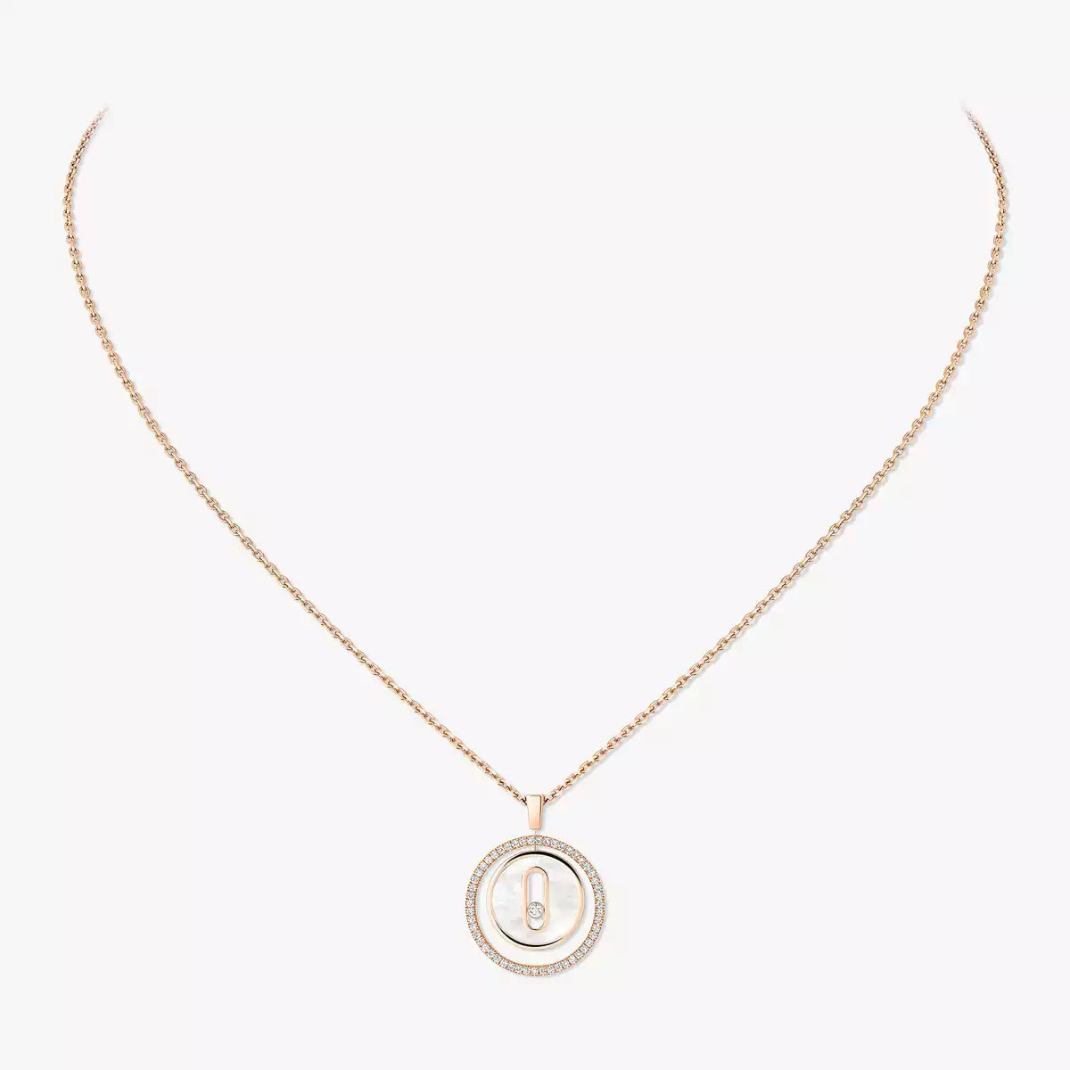 [LUXE JEWELRY]Lucky Move Diamond Necklace in Rose Gold and White Mother-of-Pearl
