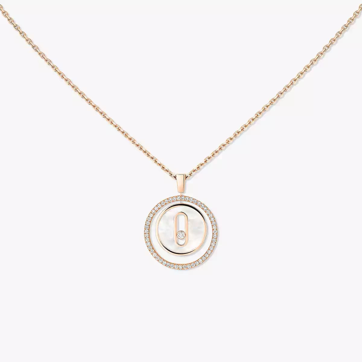 [LUXE JEWELRY]Lucky Move Diamond Necklace in Rose Gold and White Mother-of-Pearl