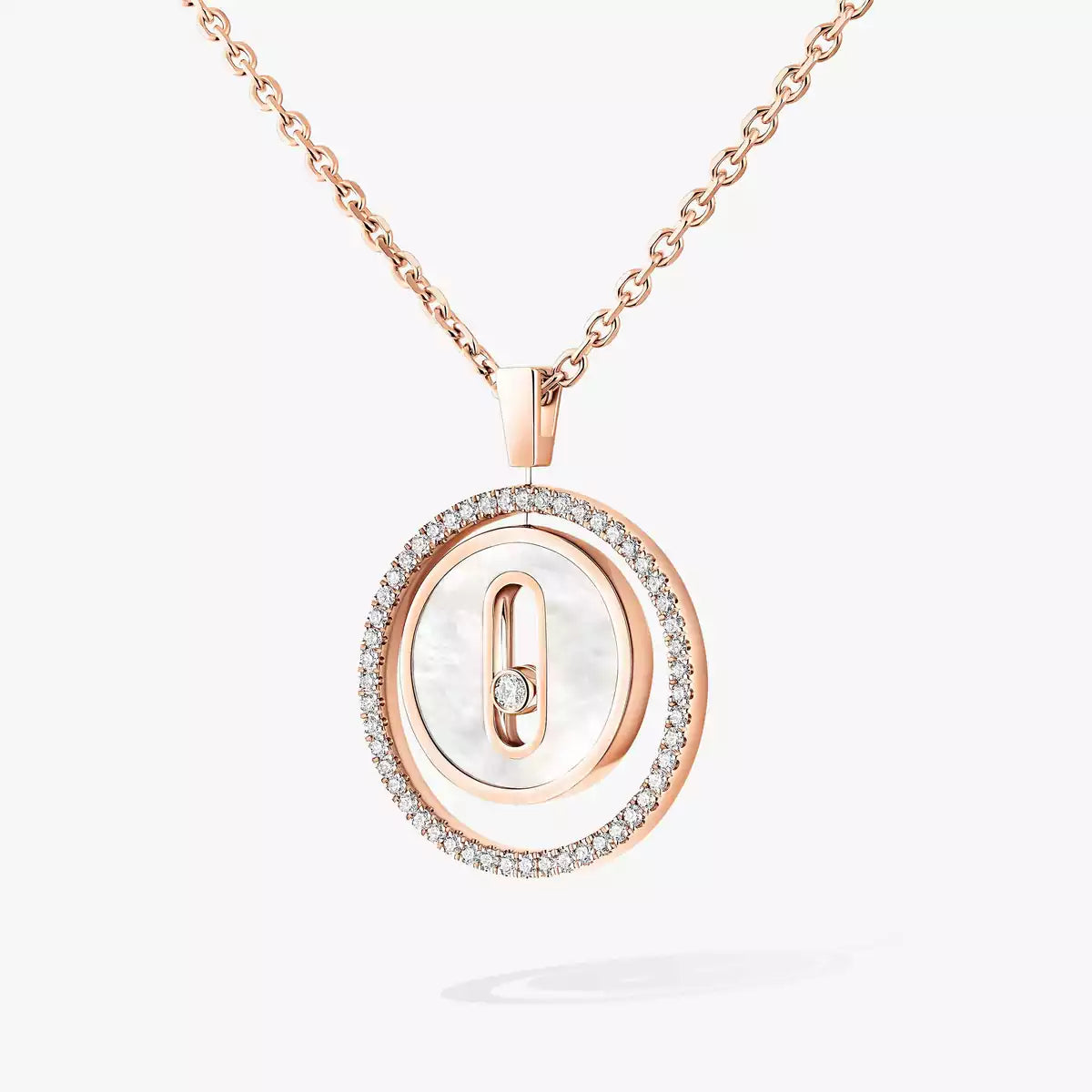 [LUXE JEWELRY]Lucky Move Diamond Necklace in Rose Gold and White Mother-of-Pearl
