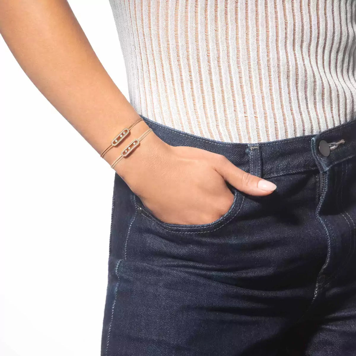 [LUXE JEWELRY]Messika Care(s) pink cord pavé bracelet