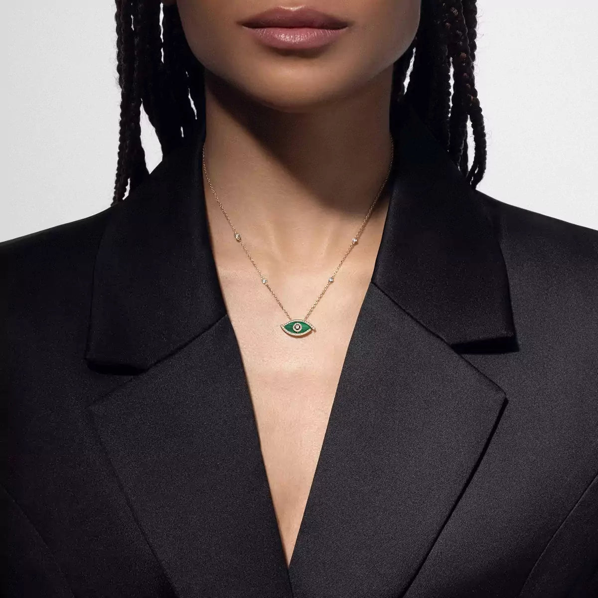 [Luxe Jewellery] Lucky Eye Diamond Necklace in Rose Gold and Turquoise