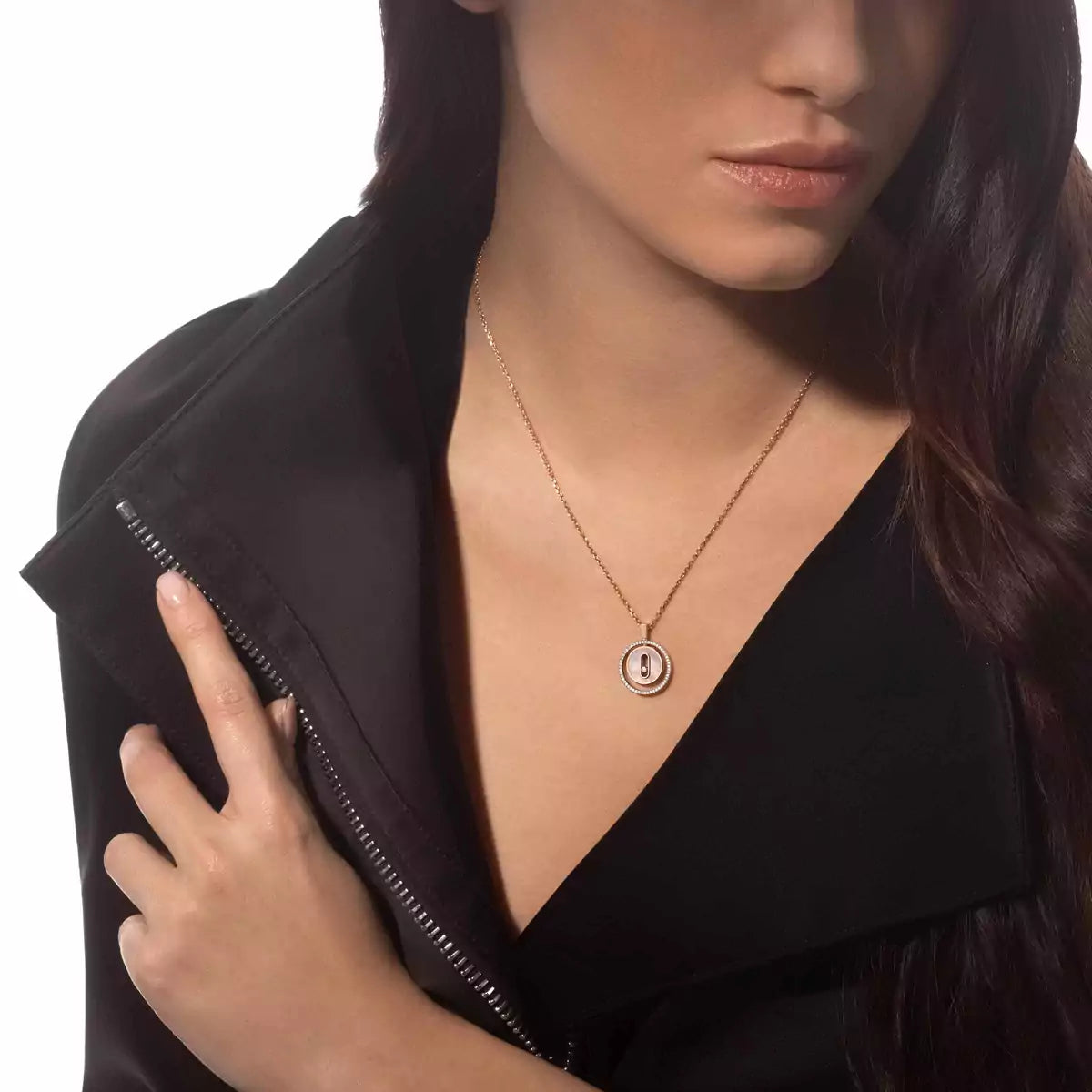 [Luxe Jewellery] Lucky Move Diamond Necklace in Rose Gold and White Mother-of-Pearl