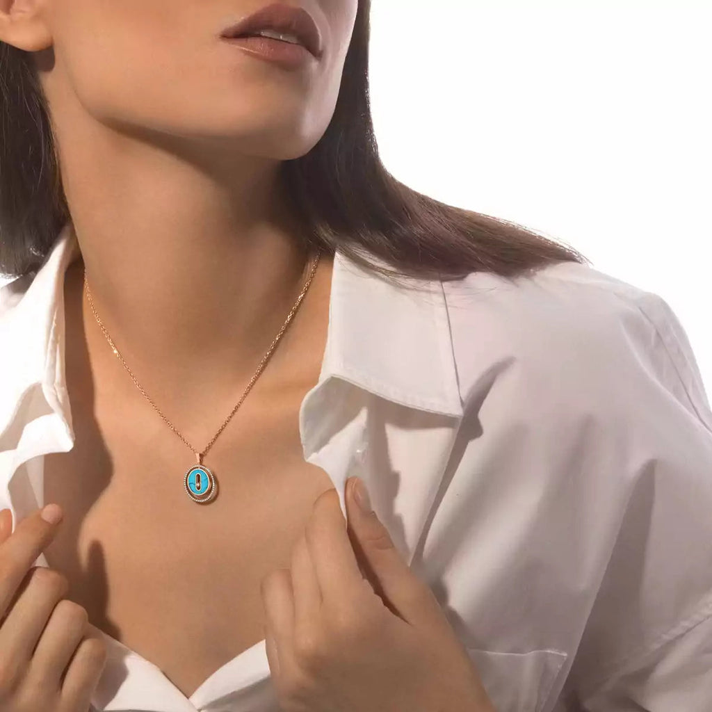 [Luxe Jewellery] Lucky Move Diamond Necklace in Rose Gold and White Mother-of-Pearl