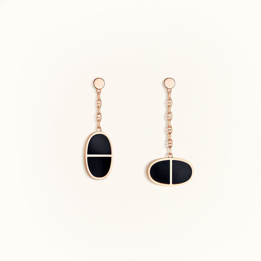[LUXE JEWELRY]CHAINE VERSO BLACK CERAMIC EARRINGS