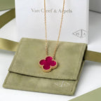 [LUXE JEWELRY]NEW CLOVER 15MM PINK ENAMEL NECKLACE